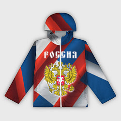 Ветровка с капюшоном женская Цвета флага России, паттерн, цвет: 3D-белый