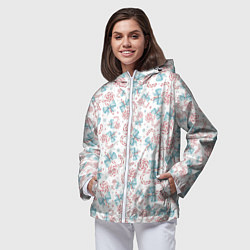 Ветровка с капюшоном женская Новогодние леденцы, цвет: 3D-белый — фото 2