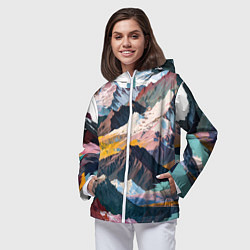 Ветровка с капюшоном женская Искусство гор, цвет: 3D-белый — фото 2