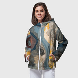Ветровка с капюшоном женская Флюид арт, цвет: 3D-белый — фото 2