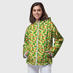 Ветровка с капюшоном женская Салат - Оливье, цвет: 3D-белый — фото 2