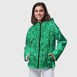 Ветровка с капюшоном женская Зелёный симбионт абстракция, цвет: 3D-черный — фото 2