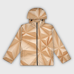 Ветровка с капюшоном женская Бежевые полигональные фигуры, цвет: 3D-черный