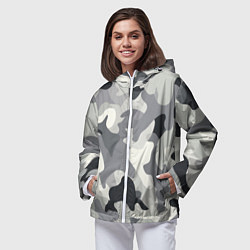 Ветровка с капюшоном женская Бело-серый камуфляж, цвет: 3D-белый — фото 2
