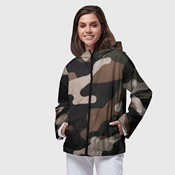 Ветровка с капюшоном женская Армейский камуфляж, цвет: 3D-черный — фото 2
