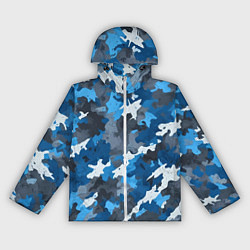 Ветровка с капюшоном женская Синий армейский камуфляж, цвет: 3D-белый