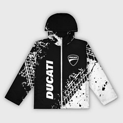 Ветровка с капюшоном женская Ducati - следы от шин, цвет: 3D-белый