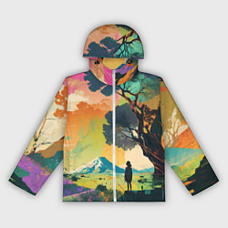 Ветровка с капюшоном женская На природе абстракция, цвет: 3D-белый
