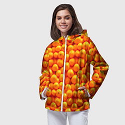 Ветровка с капюшоном женская Новогодние мандаринки, цвет: 3D-белый — фото 2