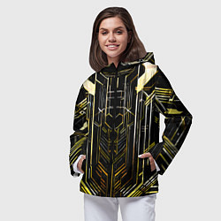 Ветровка с капюшоном женская Gold lines on a black background, цвет: 3D-черный — фото 2