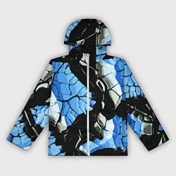 Ветровка с капюшоном женская Чёрные линии на чёрно-синем фоне, цвет: 3D-белый