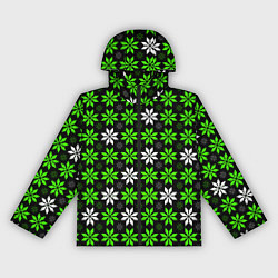 Ветровка с капюшоном женская Бело-зелёные звёзды на чёрном фоне, цвет: 3D-черный
