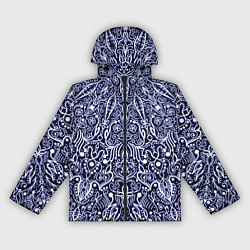 Ветровка с капюшоном женская Сине-фиолетовый узоры мандала, цвет: 3D-черный
