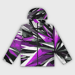 Женская ветровка Чёрно-фиолетово-белая абстракция