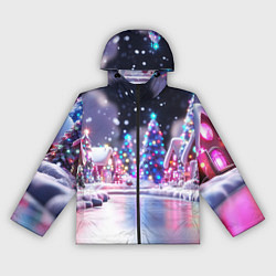 Ветровка с капюшоном женская Новогоднее настроение фонариков, цвет: 3D-черный