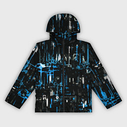 Женская ветровка Бело-синяя тревожная абстракция на чёрном фоне