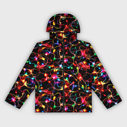 Ветровка с капюшоном женская Новогодние гирлянды, цвет: 3D-черный