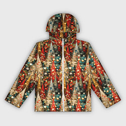 Ветровка с капюшоном женская Новогодний еловый лес, цвет: 3D-белый