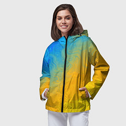 Ветровка с капюшоном женская Желто голубой градиент, цвет: 3D-черный — фото 2