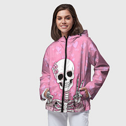 Ветровка с капюшоном женская Скелет-милашка, цвет: 3D-черный — фото 2