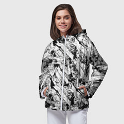 Ветровка с капюшоном женская Гранж текстура отпечатки краски, цвет: 3D-белый — фото 2