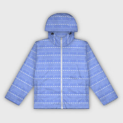 Ветровка с капюшоном женская Бело-голубой простой узор, цвет: 3D-белый