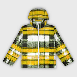 Ветровка с капюшоном женская Чёрные полосы на жёлто-белом фоне, цвет: 3D-белый