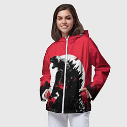 Ветровка с капюшоном женская Godzilla destroys the city, цвет: 3D-белый — фото 2