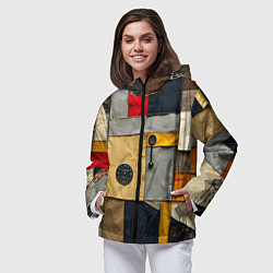 Ветровка с капюшоном женская Ретро пэчворк, цвет: 3D-черный — фото 2