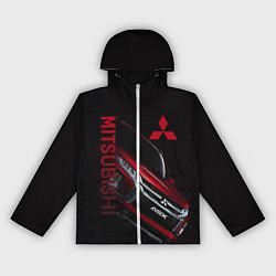 Ветровка с капюшоном женская Mitsubishi логотип, цвет: 3D-белый