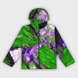 Ветровка с капюшоном женская Фиолетовый минерал в зелёном камне, цвет: 3D-черный