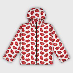 Ветровка с капюшоном женская Паттерн с женскими губами, цвет: 3D-черный