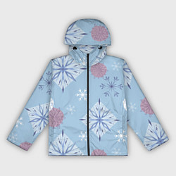 Ветровка с капюшоном женская Снежинки Эльзы, цвет: 3D-черный