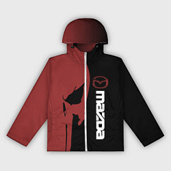 Ветровка с капюшоном женская Mazda и череп, цвет: 3D-белый