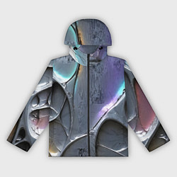 Ветровка с капюшоном женская Полированный серебряный металл, цвет: 3D-черный
