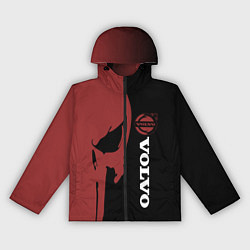 Ветровка с капюшоном женская Вольво и череп, цвет: 3D-черный