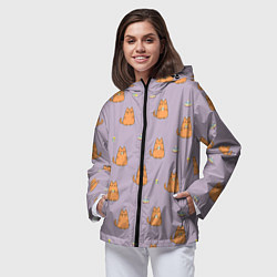Ветровка с капюшоном женская Праздничный кот Рыжинс, цвет: 3D-черный — фото 2