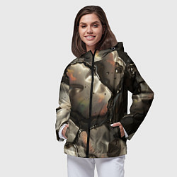 Ветровка с капюшоном женская Жидкая субстанция светло-коричневая, цвет: 3D-черный — фото 2