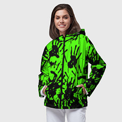 Ветровка с капюшоном женская Death stranding руки, цвет: 3D-черный — фото 2