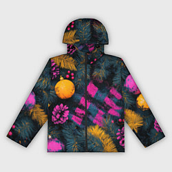 Ветровка с капюшоном женская Новый год - фиолетовая краска, цвет: 3D-черный
