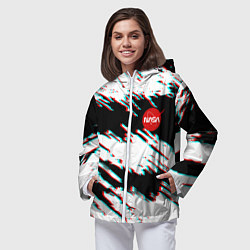 Ветровка с капюшоном женская Nasa glitch color, цвет: 3D-белый — фото 2