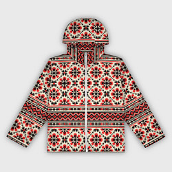 Ветровка с капюшоном женская Славянская обережная вышивка, цвет: 3D-белый