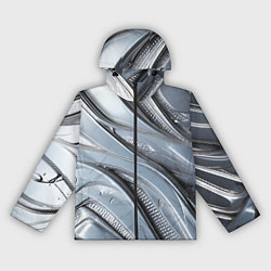 Ветровка с капюшоном женская Полированный металл серебряный, цвет: 3D-черный