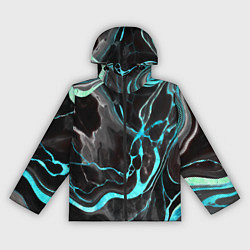 Ветровка с капюшоном женская Голубые флюиды на чёрном фоне, цвет: 3D-черный