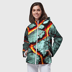 Ветровка с капюшоном женская Треснувший камень жёлтый, цвет: 3D-белый — фото 2