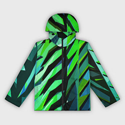Ветровка с капюшоном женская Чёрно-зелёная абстракция, цвет: 3D-черный