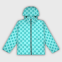 Ветровка с капюшоном женская Мятный голубой паттерн с узором, цвет: 3D-черный