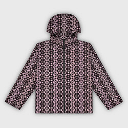 Ветровка с капюшоном женская Тёмный пыльно-розовый паттерн с узором, цвет: 3D-черный