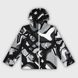 Ветровка с капюшоном женская Чёрно-серая абстракция, цвет: 3D-белый