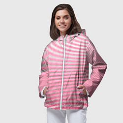 Ветровка с капюшоном женская Полосатый розовый текстурный, цвет: 3D-белый — фото 2